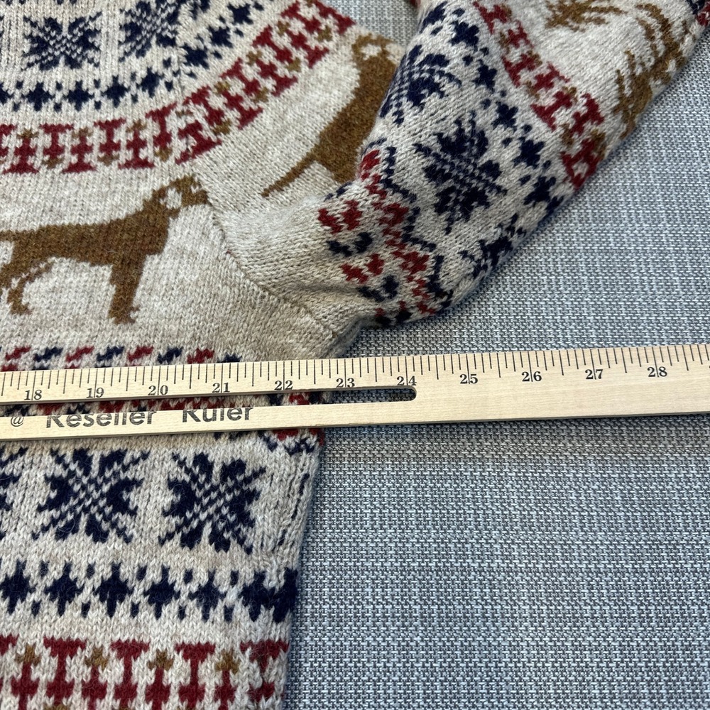 J.Crew 100% Wool Fair Isle Labrador Dog Nordic Sweater Mens Large Holiday Cabin - Picture 7 of 9